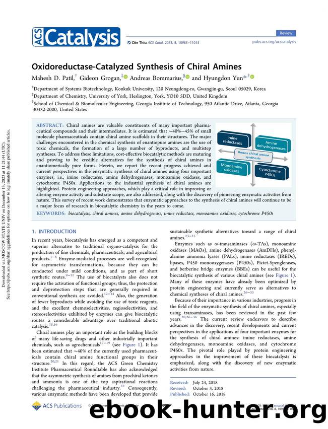 Oxidoreductase-Catalyzed Synthesis of Chiral Amines by Mahesh D. Patil Gideon Grogan Andreas Bommarius & Hyungdon Yun