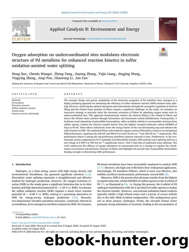 Oxygen adsorption on undercoordinated sites modulates electronic structure of Pd metallene for enhanced reaction kinetics in sulfur oxidation-assisted water splitting by unknow