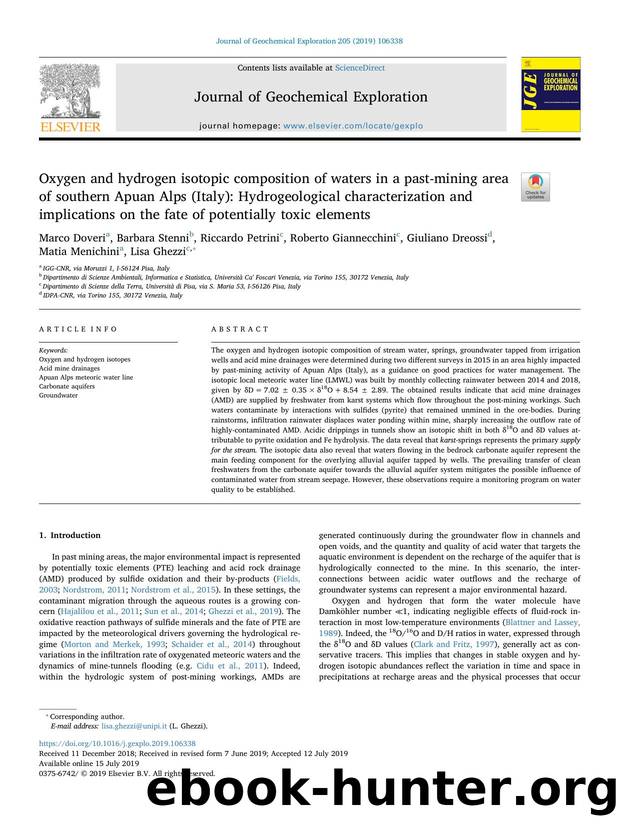 Oxygen and hydrogen isotopic composition of waters in a past-mining area of southern Apuan Alps (Italy)_ Hydrogeological characterization and implications on the fate of potentially toxic elements by unknow