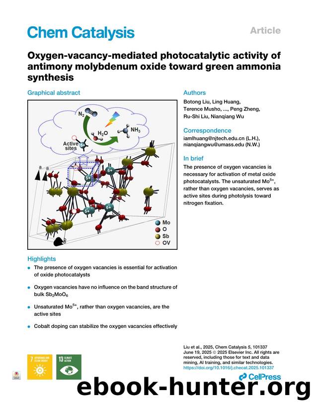 Oxygen-vacancy-mediated photocatalytic activity of antimony molybdenum oxide toward green ammonia synthesis by unknow