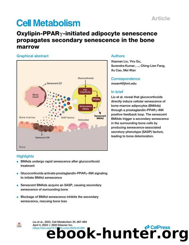 Oxylipin-PPAR&gamma;-initiated adipocyte senescence propagates secondary senescence in the bone marrow by unknow