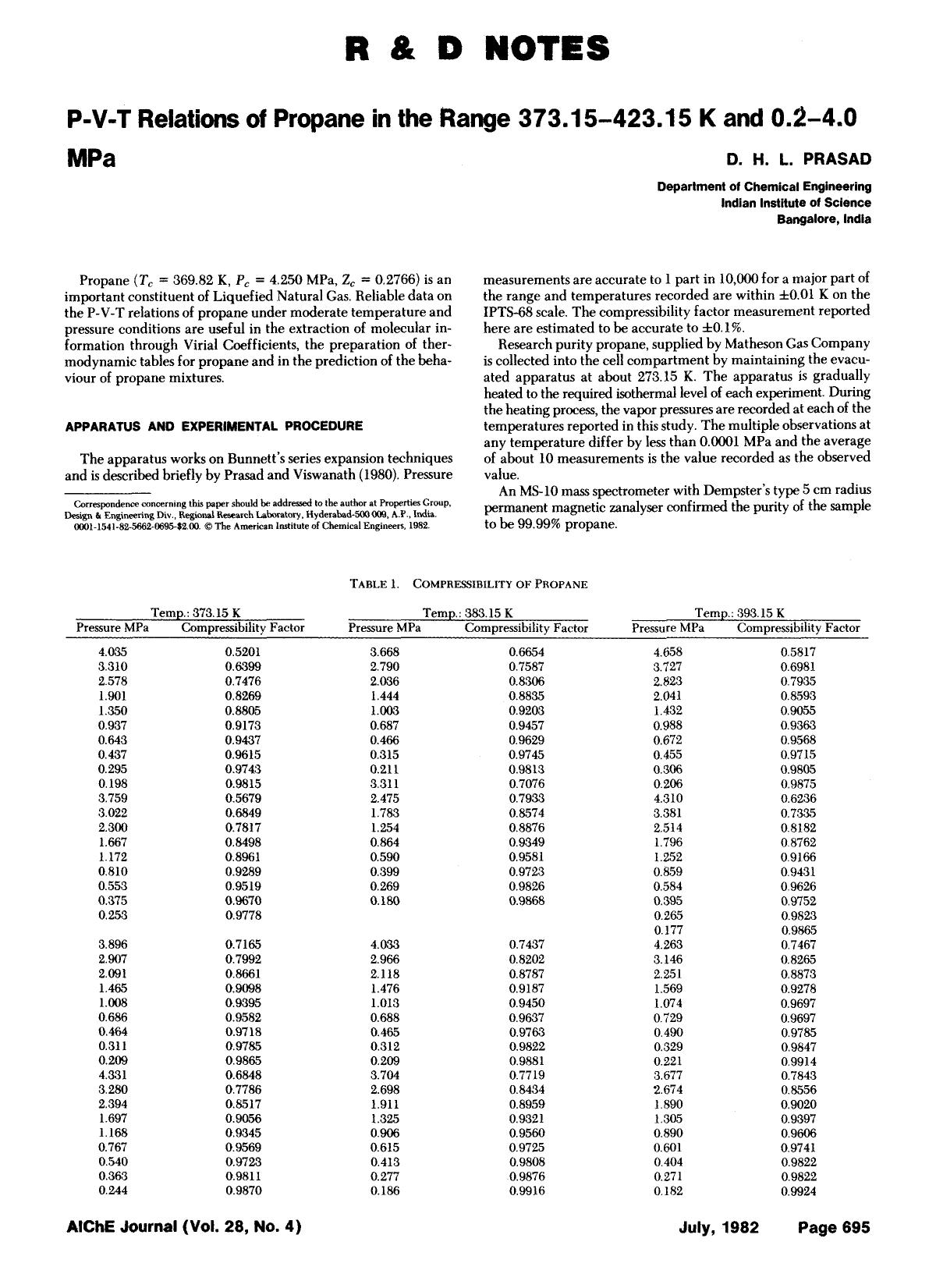 P-V-T relations of propane in the range 373. 15-423. 15 K and 0.2-4.0 MPa by Unknown