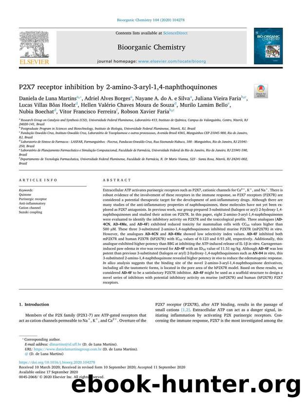 P2X7 receptor inhibition by 2-amino-3-aryl-1,4-naphthoquinones by Daniela de Luna Martins