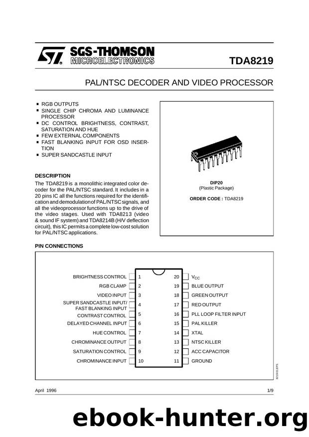 PALNTSC DECODER AND VIDEO PROCESSOR by SGS-THOMSON Microelectronics