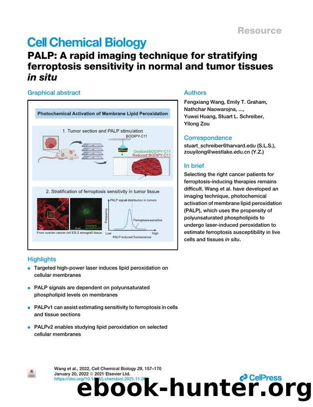 PALP: A rapid imaging technique for stratifying ferroptosis sensitivity in normal and tumor tissues in situ by unknow