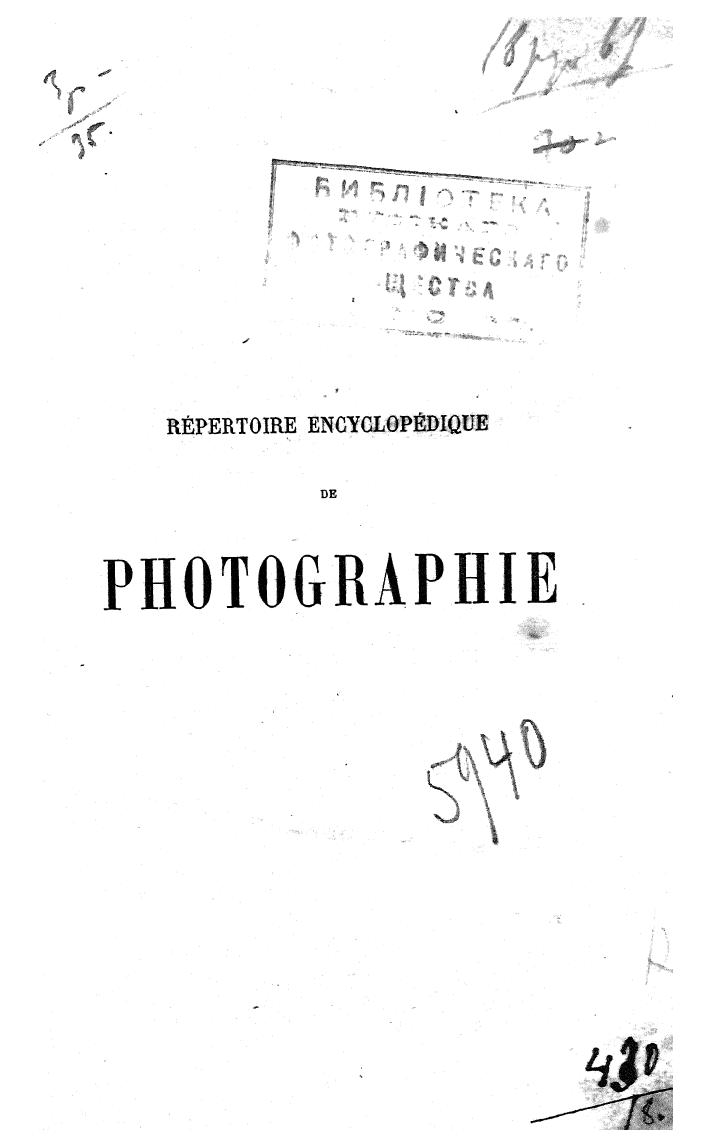 PAR H. DE LA Blanchere by Repertoire encyclopedique de photographie . tome 1