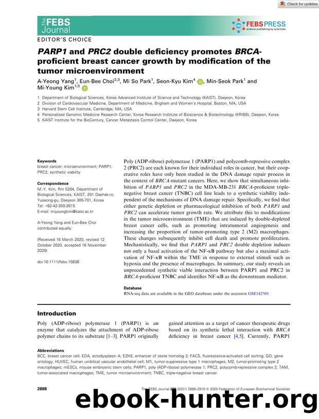 PARP1 and PRC2 double deficiency promotes BRCAâproficient breast cancer growth by modification of the tumor microenvironment by Unknown