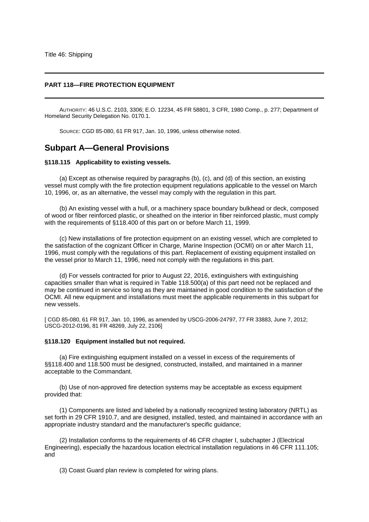 PART 118âFIRE PROTECTION EQUIPMENT by Judith Guy2