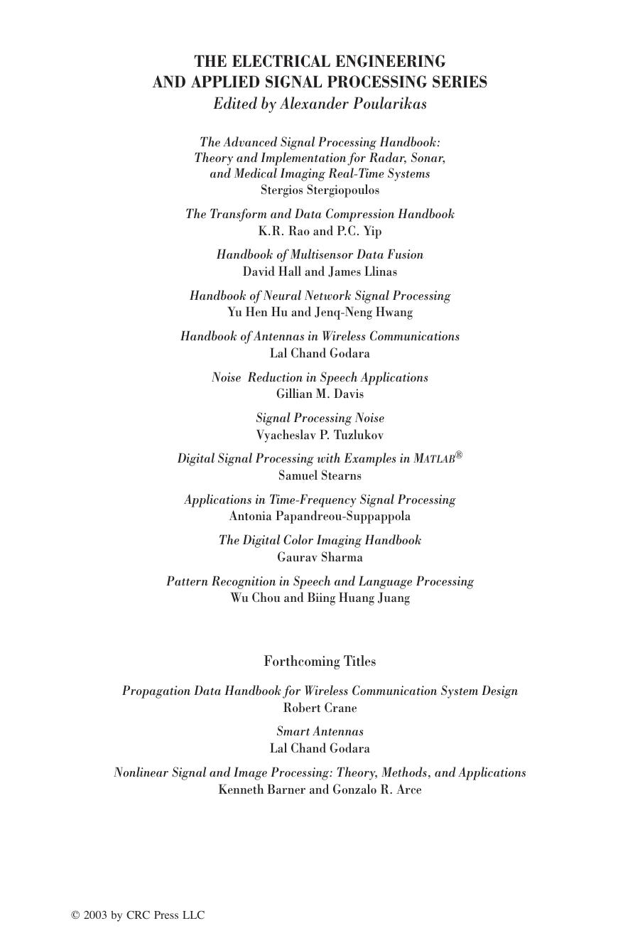 PATTERN RECOGNITION in SPEECH and LANGUAGE PROCESSING by WU CHOU & BIING HWANG JUANG