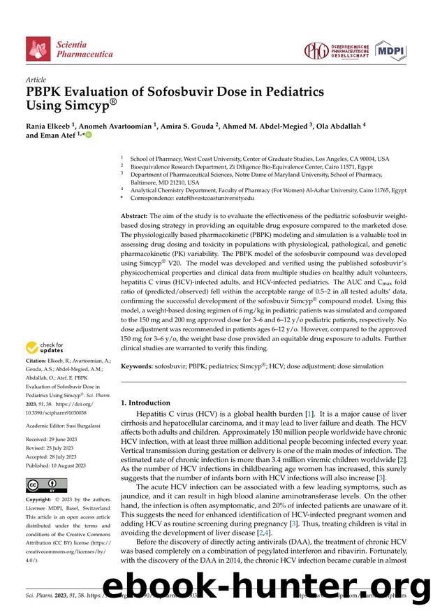 PBPK Evaluation of Sofosbuvir Dose in Pediatrics Using SimcypÂ® by Rania Elkeeb Anomeh Avartoomian Amira S. Gouda Ahmed M. Abdel-Megied Ola Abdallah & Eman Atef