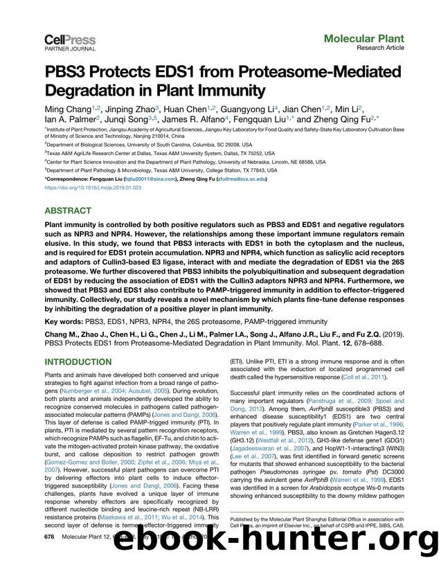PBS3 Protects EDS1 from Proteasome-Mediated Degradation in Plant Immunity by unknow