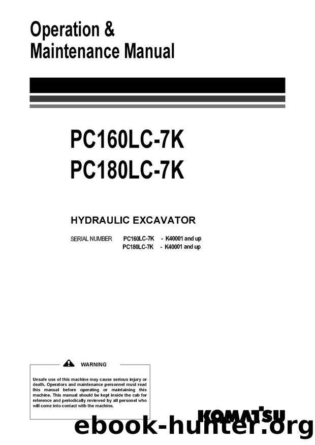 PC160LC-7 Operators Manual by Unknown