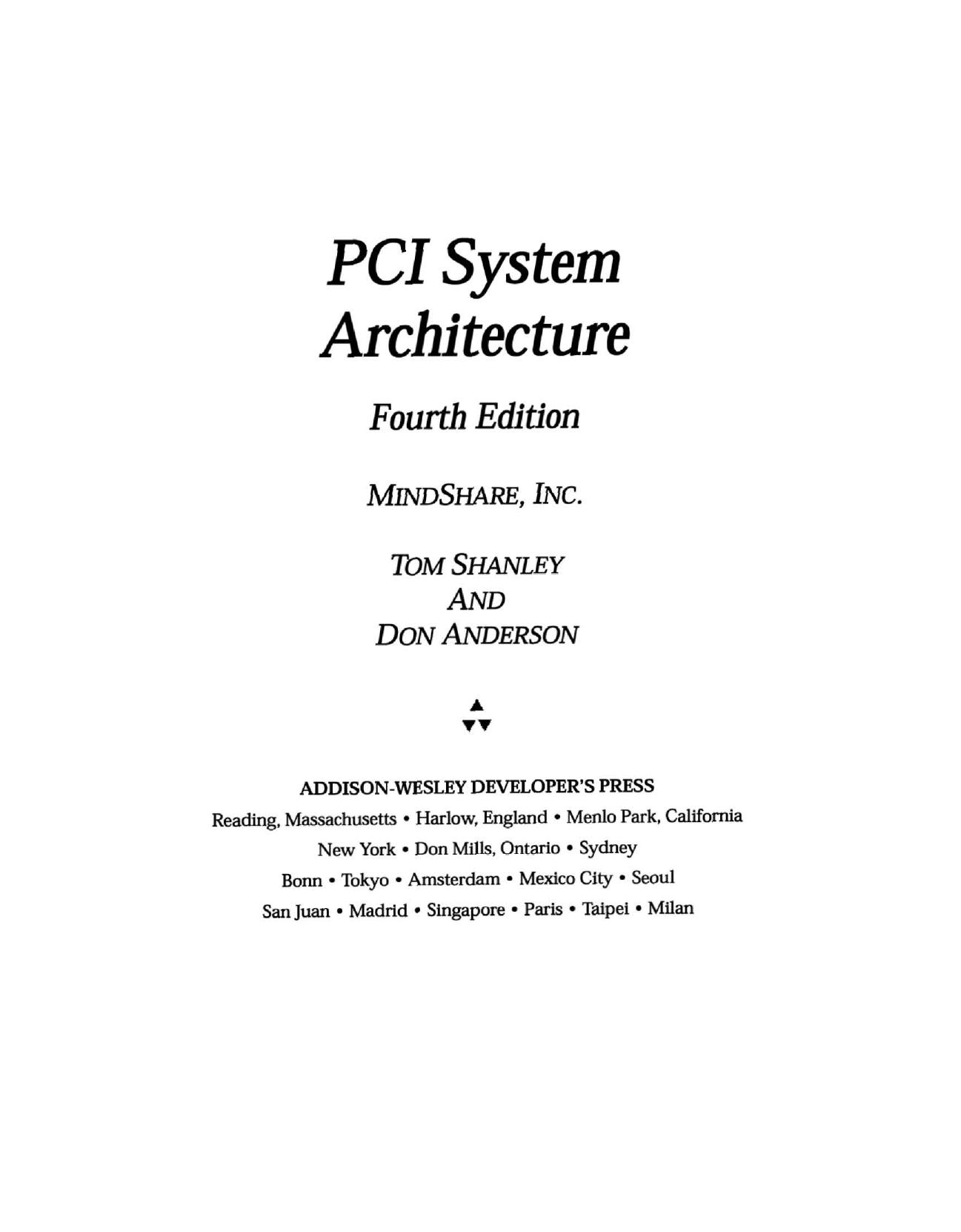 PCI System Architecture by MindShare Inc. Tom Shanley Don Anderson