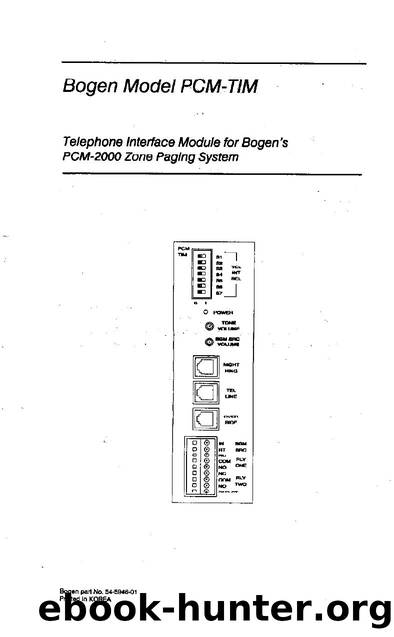 PCMTIM Manual - Telephone Interface Module for PCM2000 by Brit Byrnes - Scanned