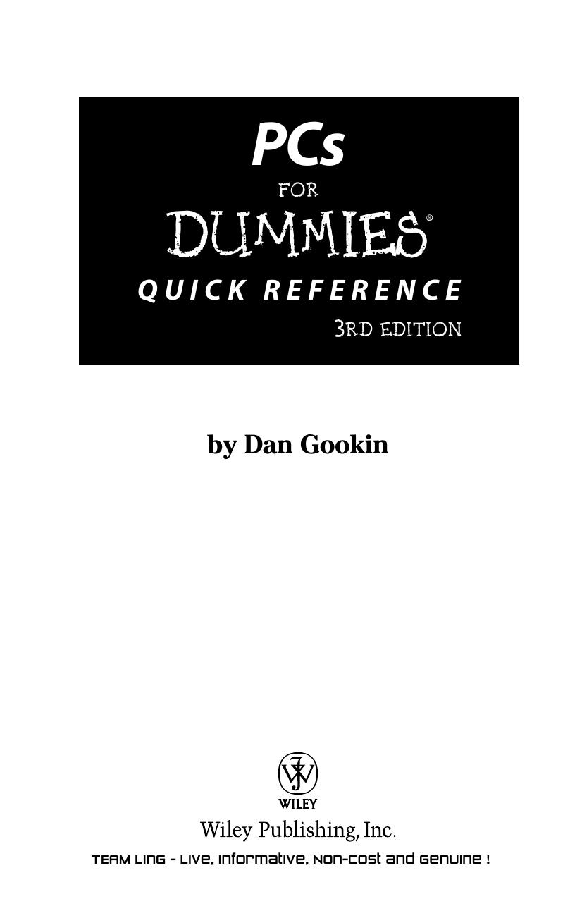 PCs for DUMmIES Quick Reference 3rd by Unknown