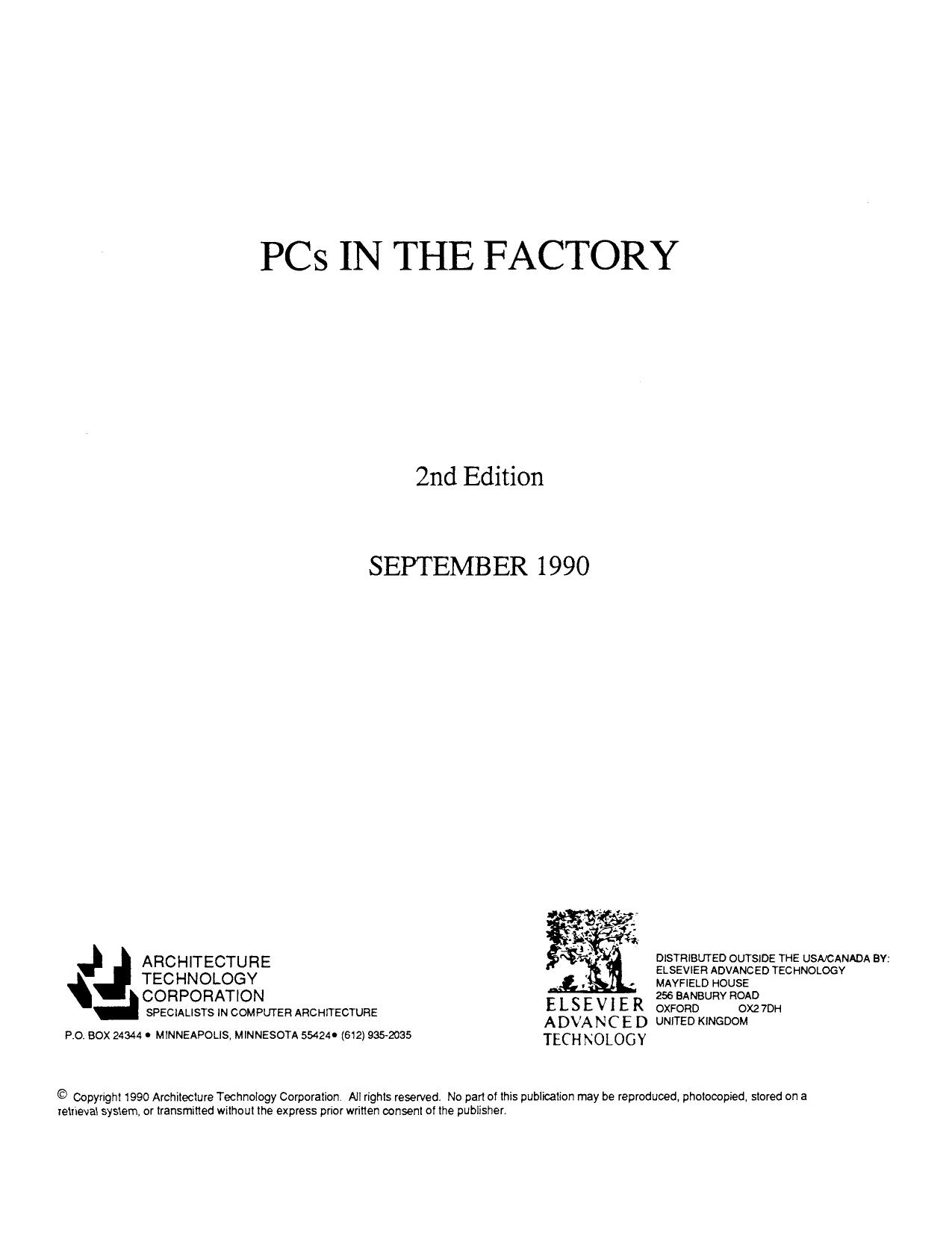 PCs in the Factory by Architecture Technology Corp. (Auth.)