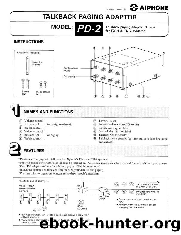 PD-2 Talkback Paging Adaptor Instructions by Unknown