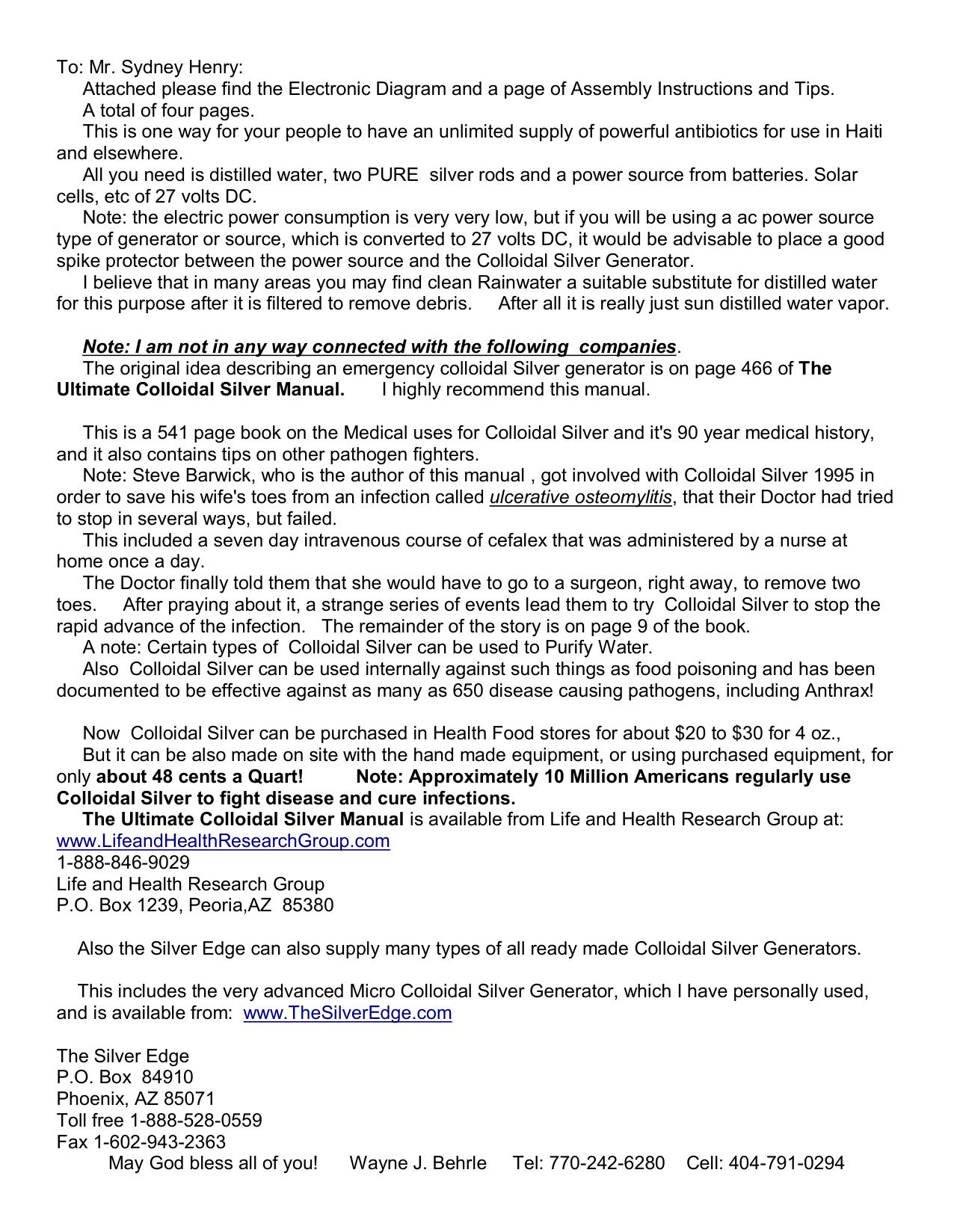 PDF Colloidal Silver Generator for Haiti2 by Of PDF Compilation is W. J. Behrle