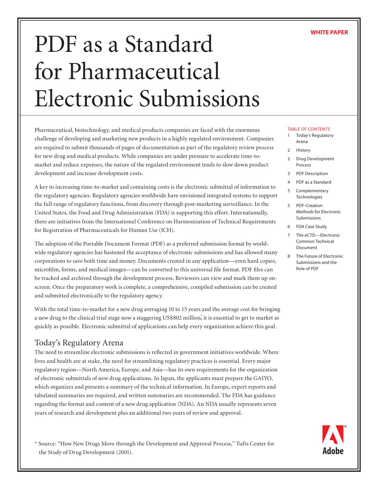 PDF as a Standard for Pharmaceutical Electronic Submissions by Adobe Systems Incorporated