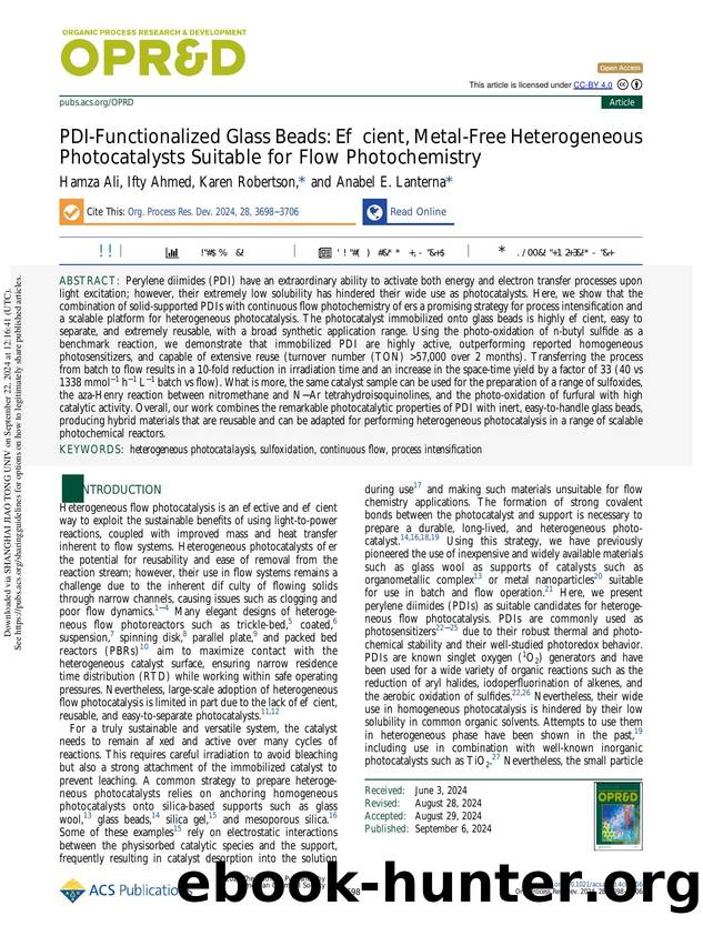 PDI-Functionalized Glass Beads: Efficient, Metal-Free Heterogeneous Photocatalysts Suitable for Flow Photochemistry by Hamza Ali Ifty Ahmed Karen Robertson & Anabel E. Lanterna