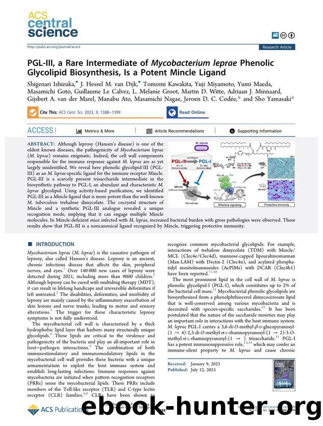 PGL-III, a Rare Intermediate of Mycobacterium leprae Phenolic Glycolipid Biosynthesis, Is a Potent Mincle Ligand by unknow