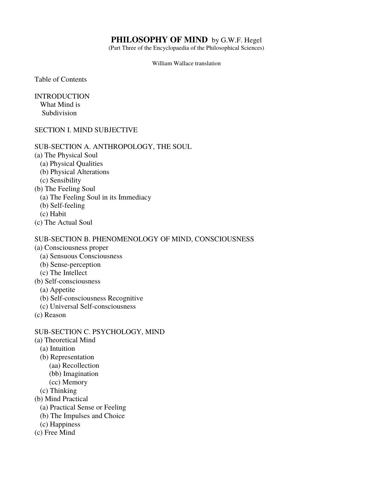 PHILOSOPHY OF MIND by Hegel