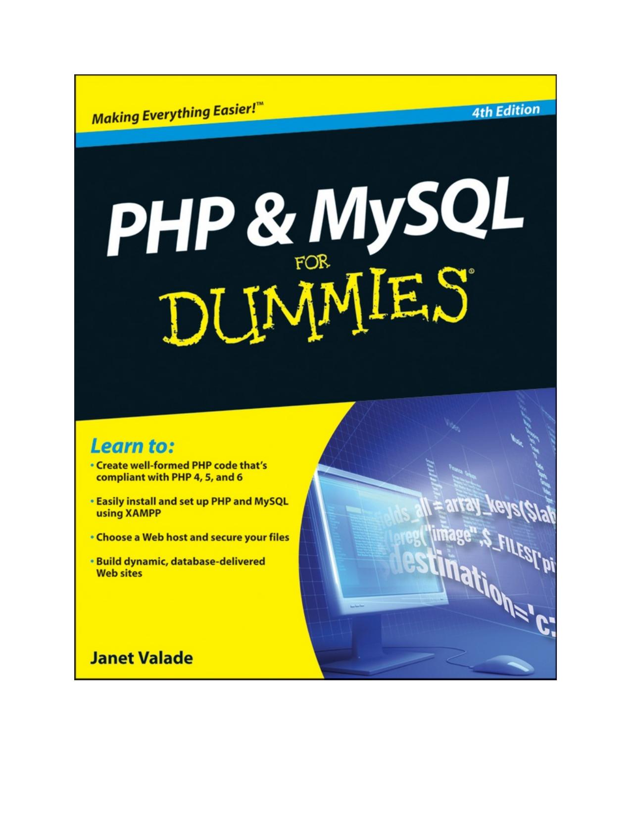 PHP and MySQL For Dummies by Janet Valade