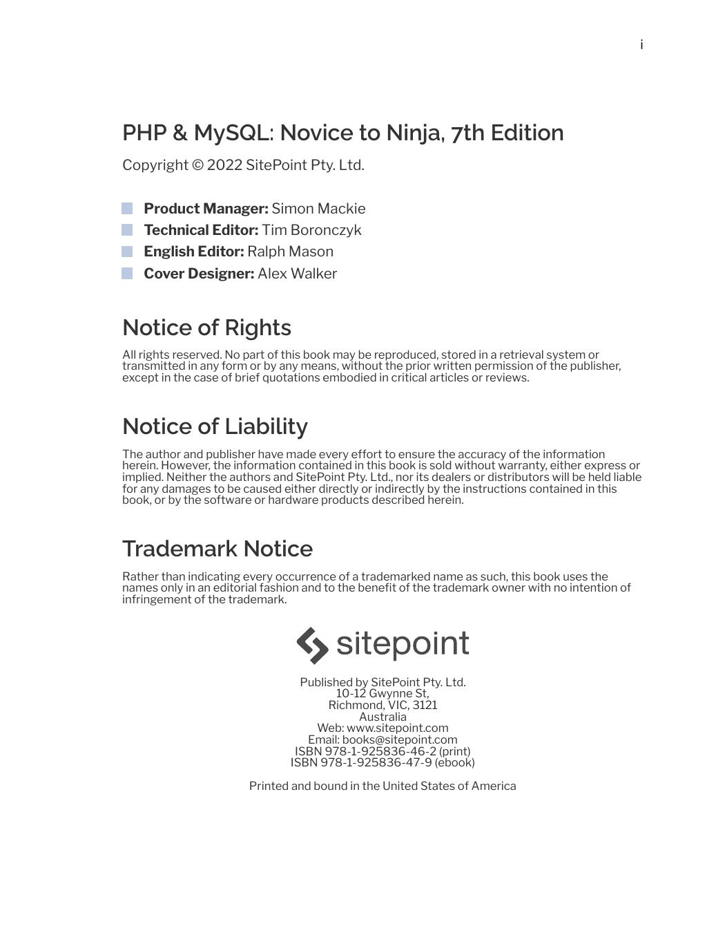 PHP and MySQL: Novice to Ninja by Butler Tom;