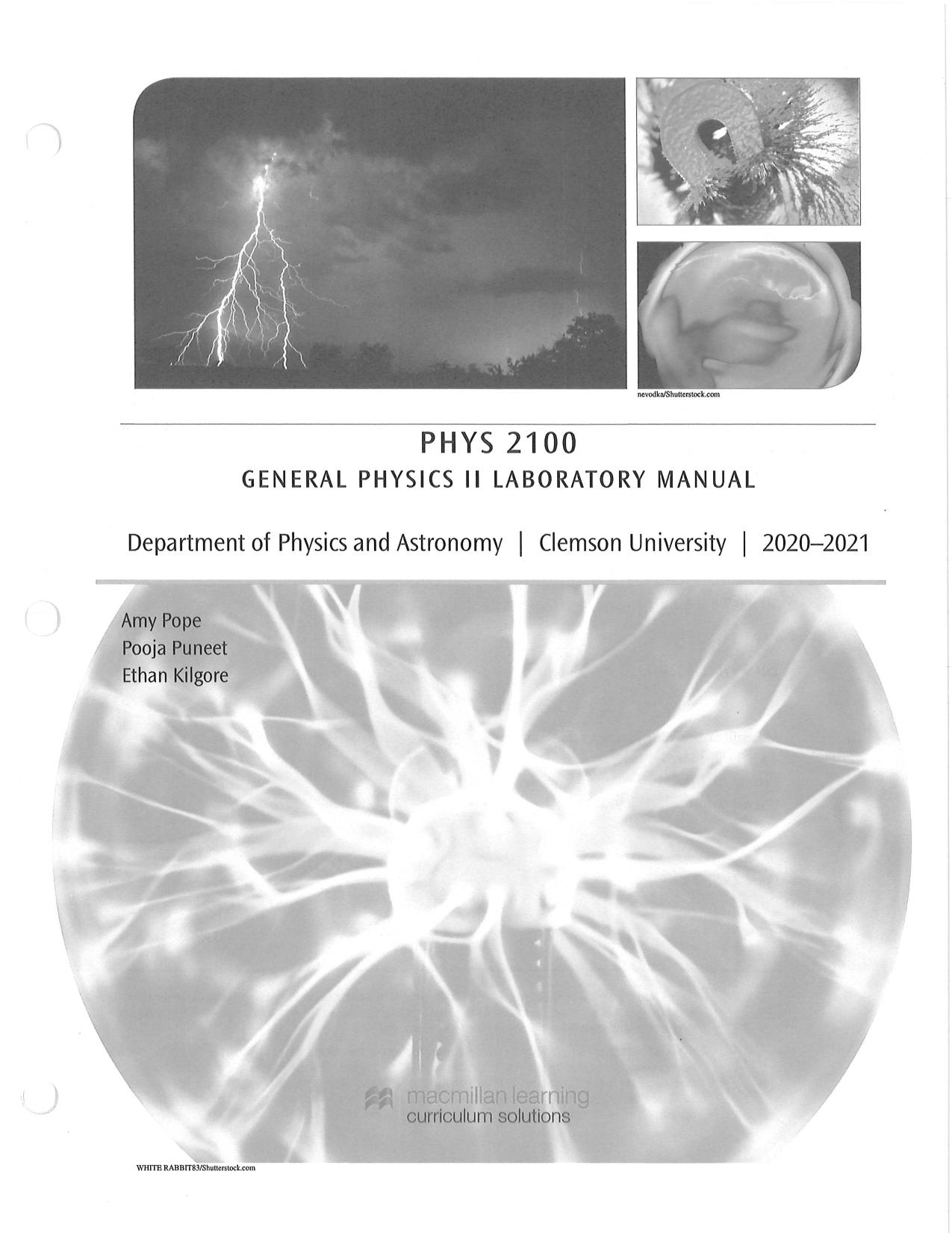 PHYS 2100 - General Physics II Laboratory Manual by Amy Pope Pooja Puneet Ethan Kilgore