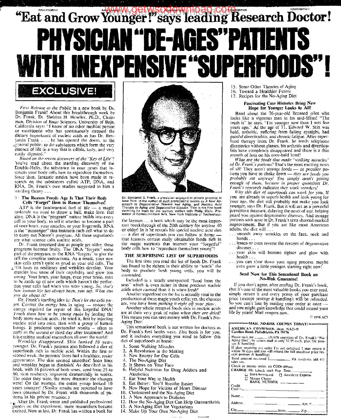 PHYSICIAN DE-AGES PATIENTS WITH INEXPENSIVE SUPERFOODS by Copyright 2006 Heritage Microfilm Inc. and Newspaperarchive.com