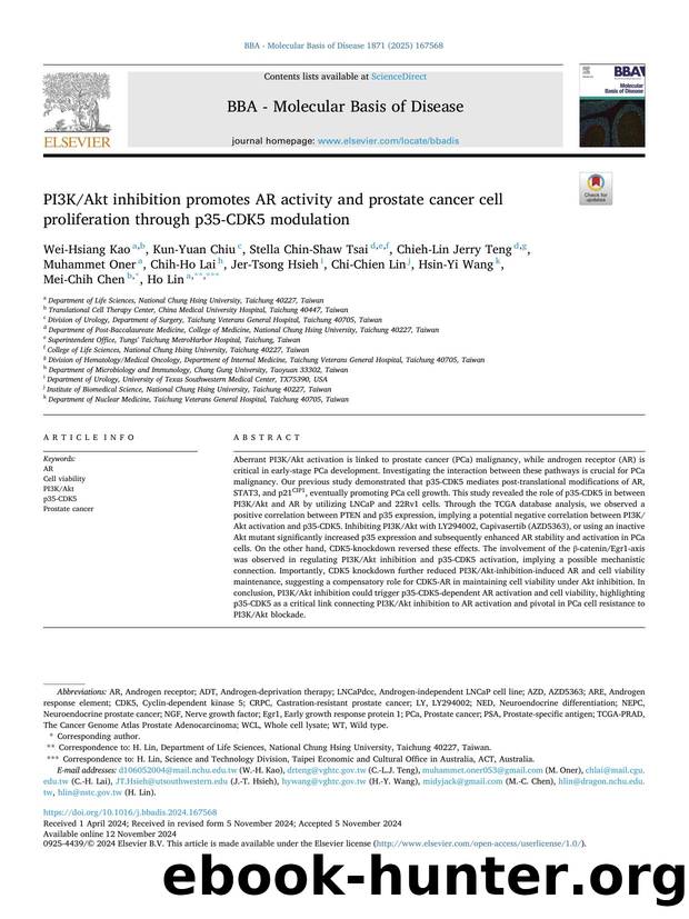 PI3KAkt inhibition promotes AR activity and prostate cancer cell proliferation through p35-CDK5 modulation by unknow