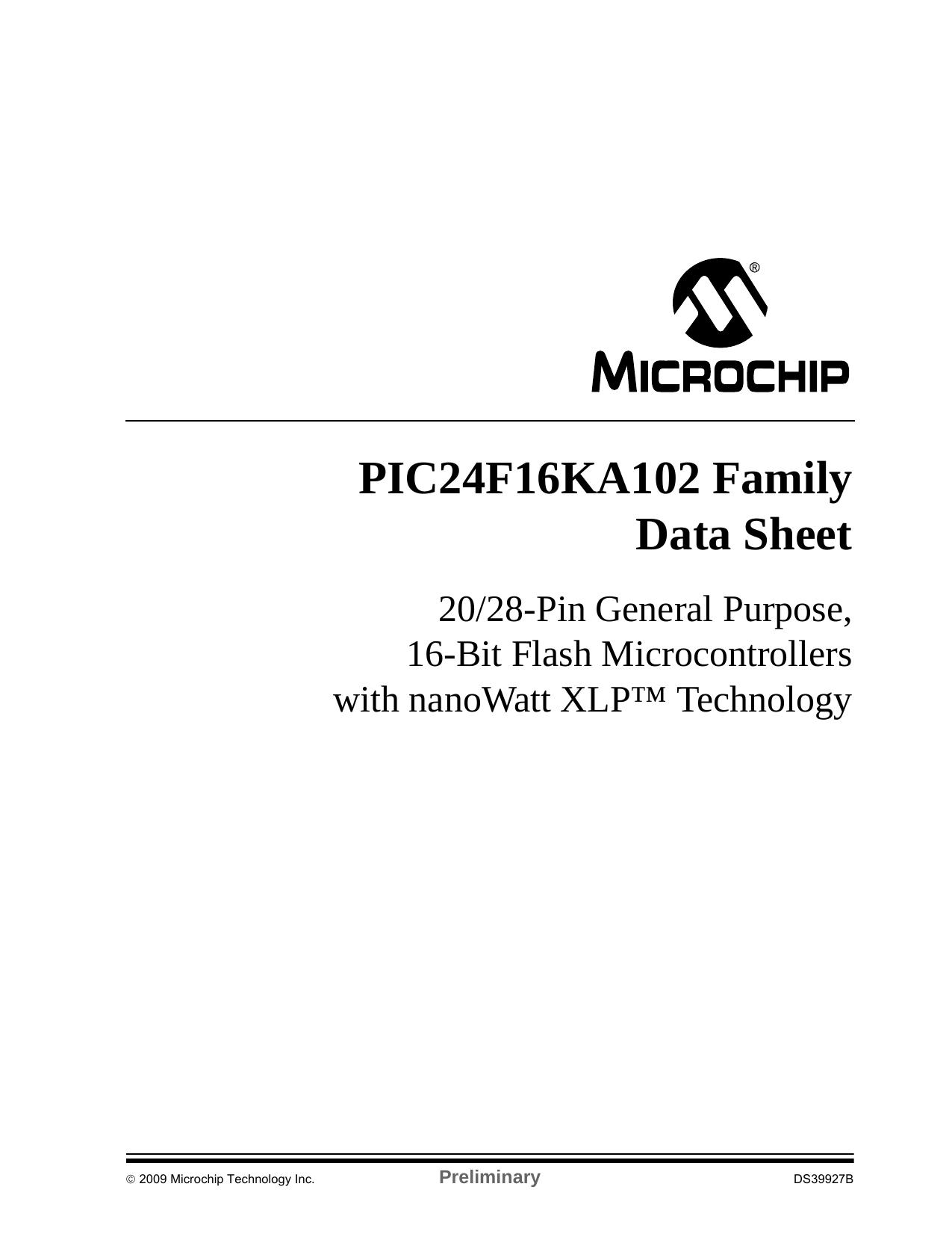 PIC24F16KA102 Family Data Sheet by Microchip Technology