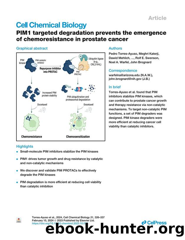 PIM1 targeted degradation prevents the emergence of chemoresistance in prostate cancer by unknow