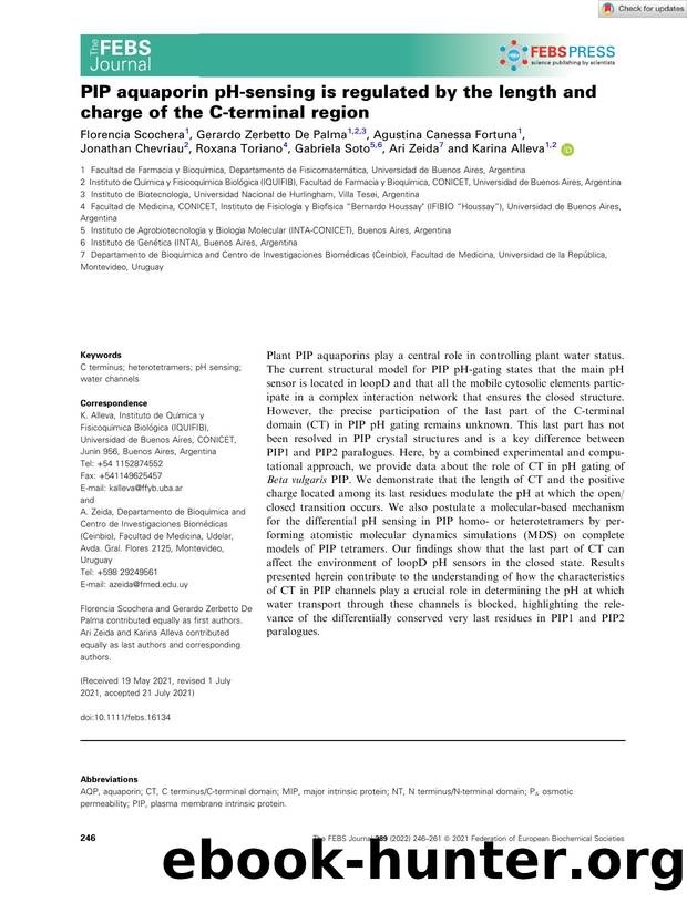 PIP aquaporin pHâsensing is regulated by the length and charge of the Câterminal region by Unknown