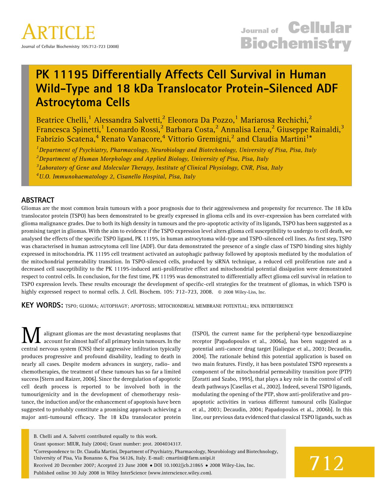 PK 11195 differentially affects cell survival in human wild-type and 18 kDa translocator protein-silenced ADF astrocytoma cells by Unknown