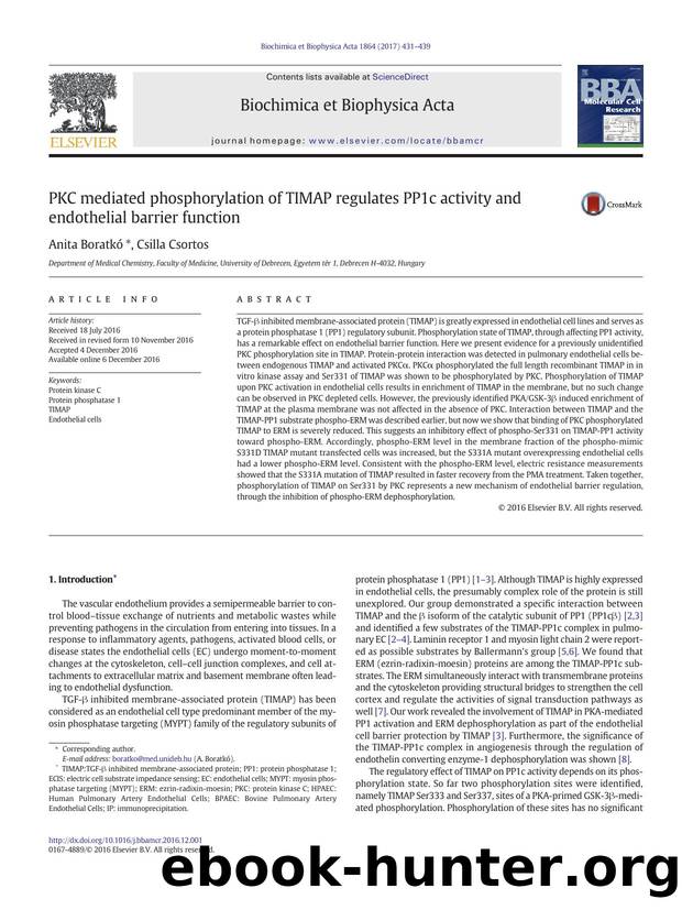 PKC mediated phosphorylation of TIMAP regulates PP1c activity and endothelial barrier function by Anita Boratkó & Csilla Csortos