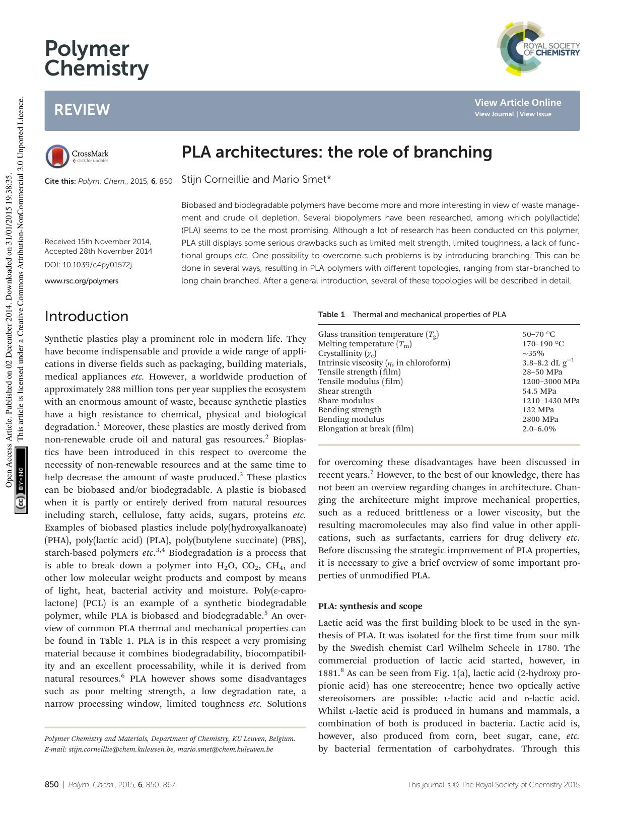 PLA architectures: the role of branching by Stijn Corneillie Mario Smet
