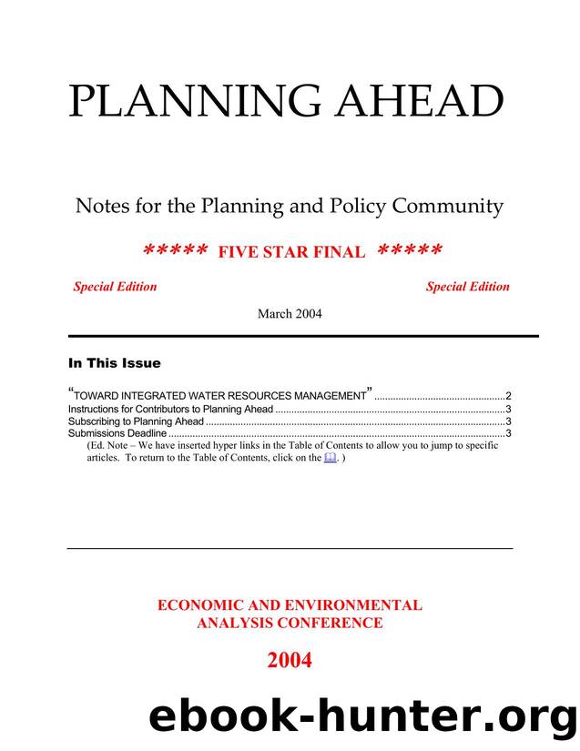 PLANNING AHEAD by Harry Kitch