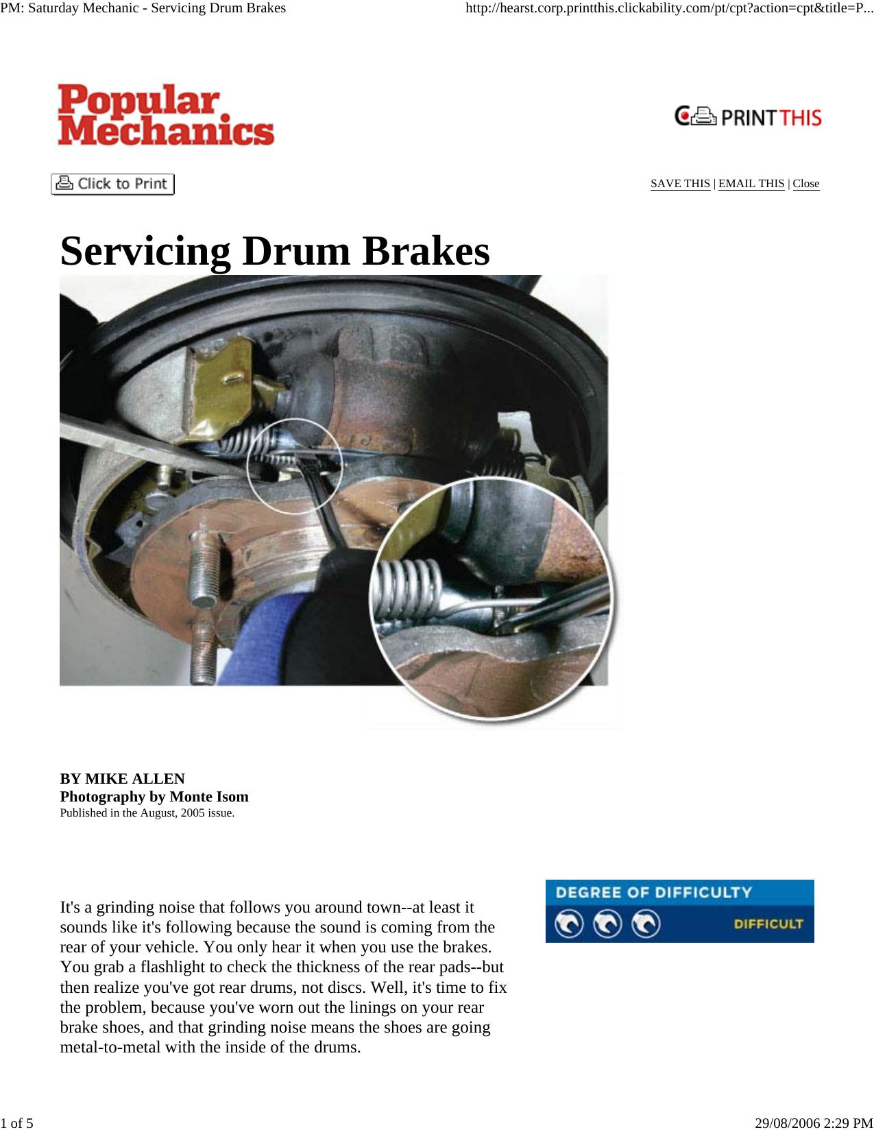 PM: Saturday Mechanic - Servicing Drum Brakes by HP_Administrator