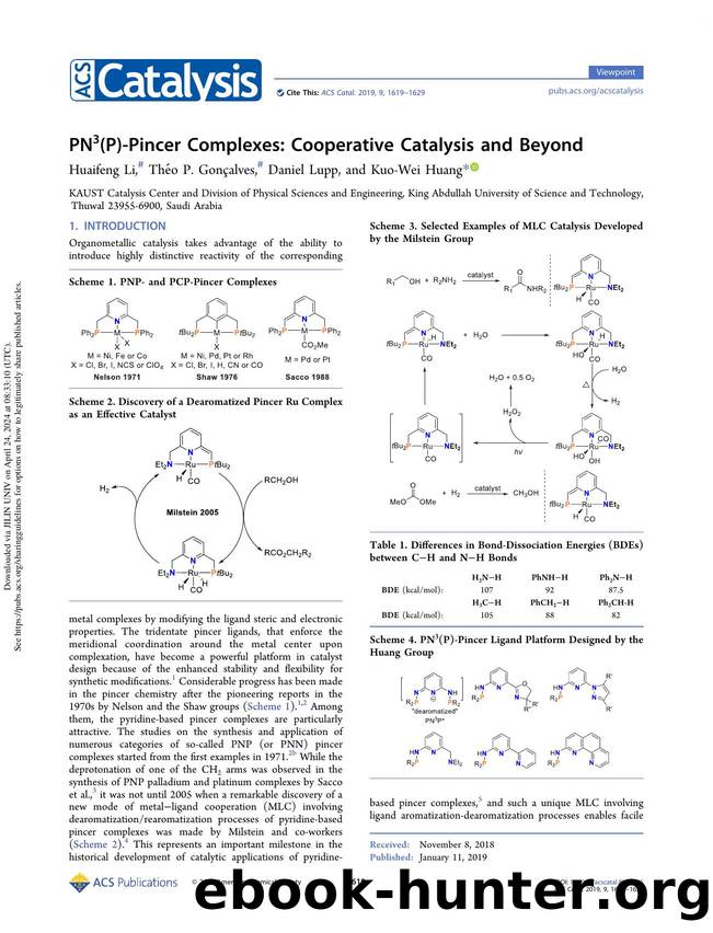 PN3(P)-Pincer Complexes: Cooperative Catalysis and Beyond by Huaifeng Li Théo P. Gonçalves Daniel Lupp & Kuo-Wei Huang