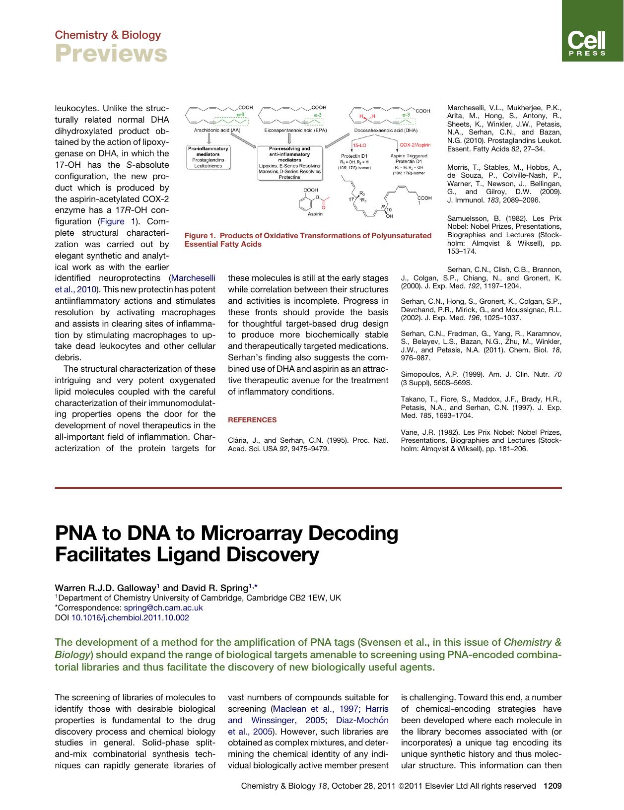 PNA to DNA to Microarray Decoding Facilitates Ligand Discovery by Warren R.J.D. Galloway & David R. Spring