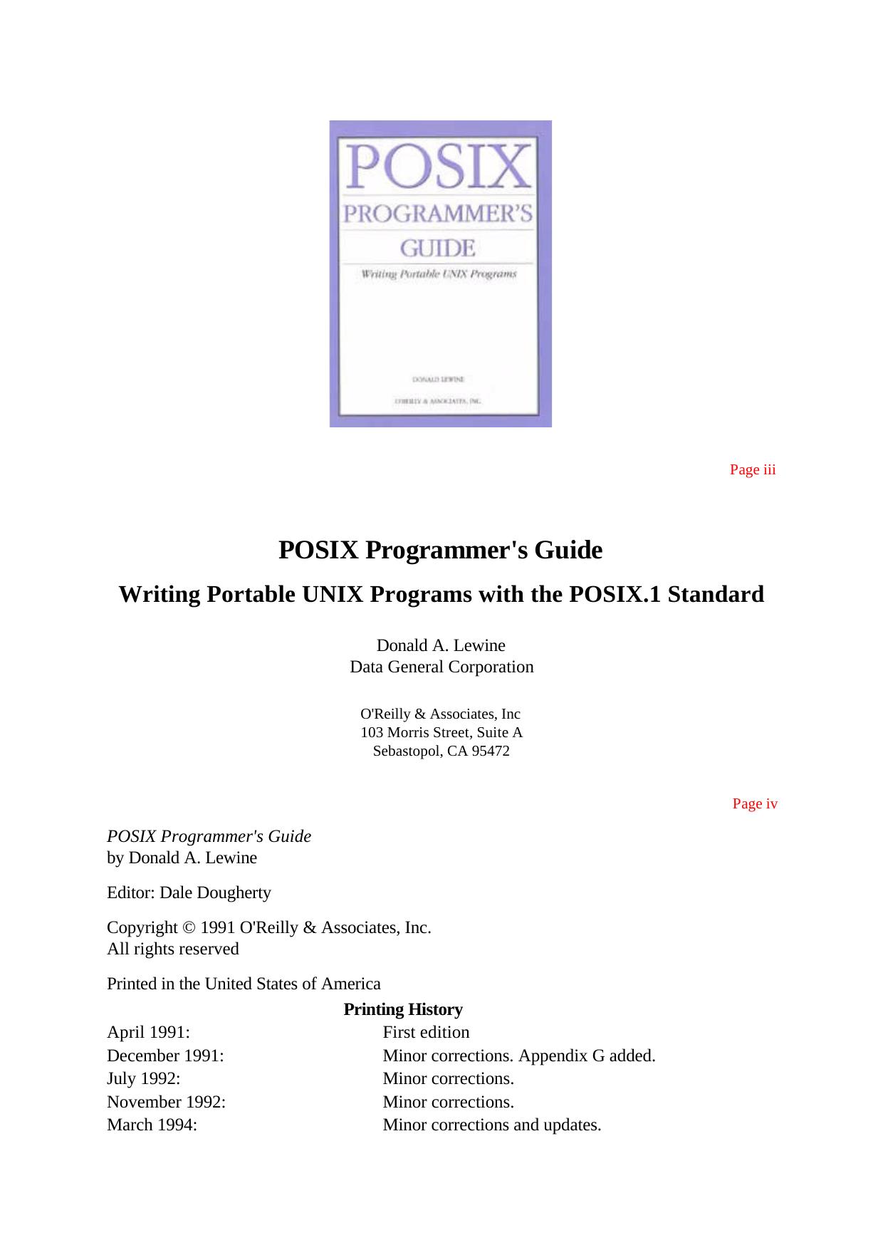 POSIX programmer's guide: writing portable UNIX programs with the POSIX.1 standard by Donald Lewine