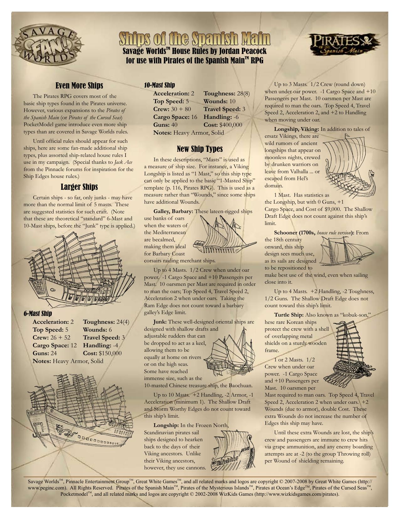 POTSM Ships of the Spanish Main by T. Jordan "Greywolf" Peacock