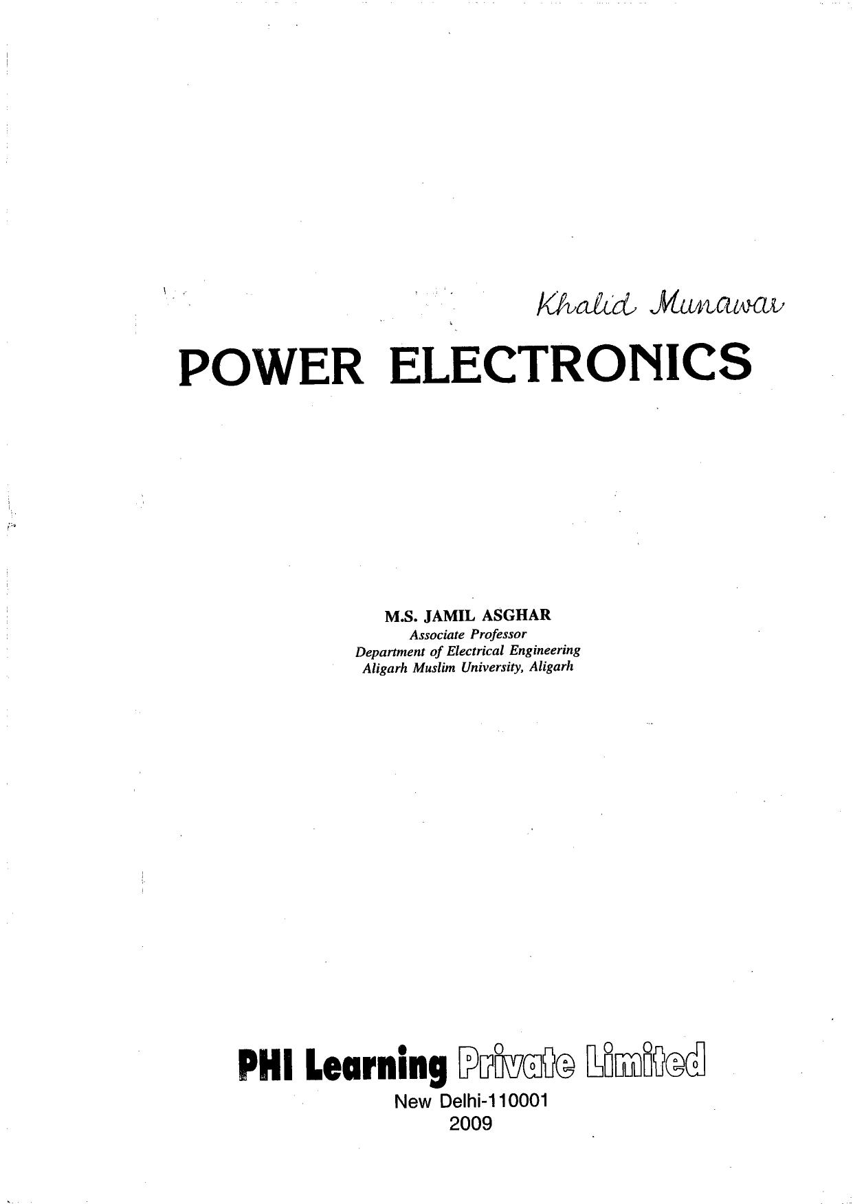 POWER ELECTRONICS by ASGHAR M.S. JAMIL