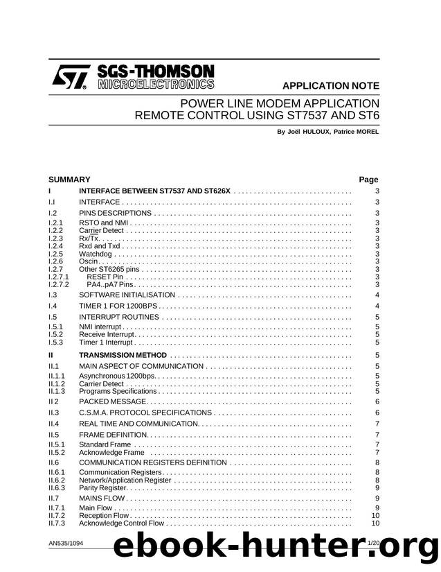 POWER LINE MODEM APPLICATION REMOTE CONTROL USING ST7537 AND ST6 by SGS-THOMSON Microelectronics