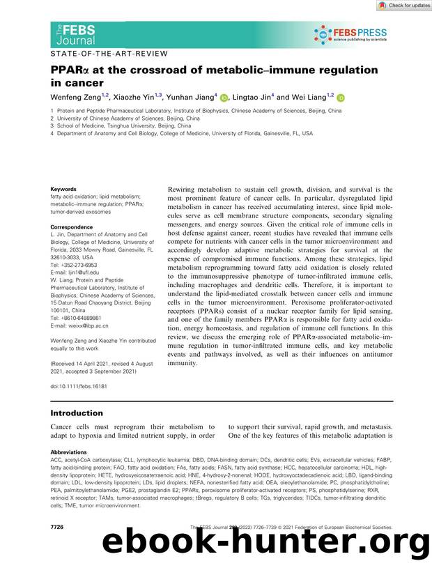 PPARÎ± at the crossroad of metabolicâimmune regulation in cancer by Unknown