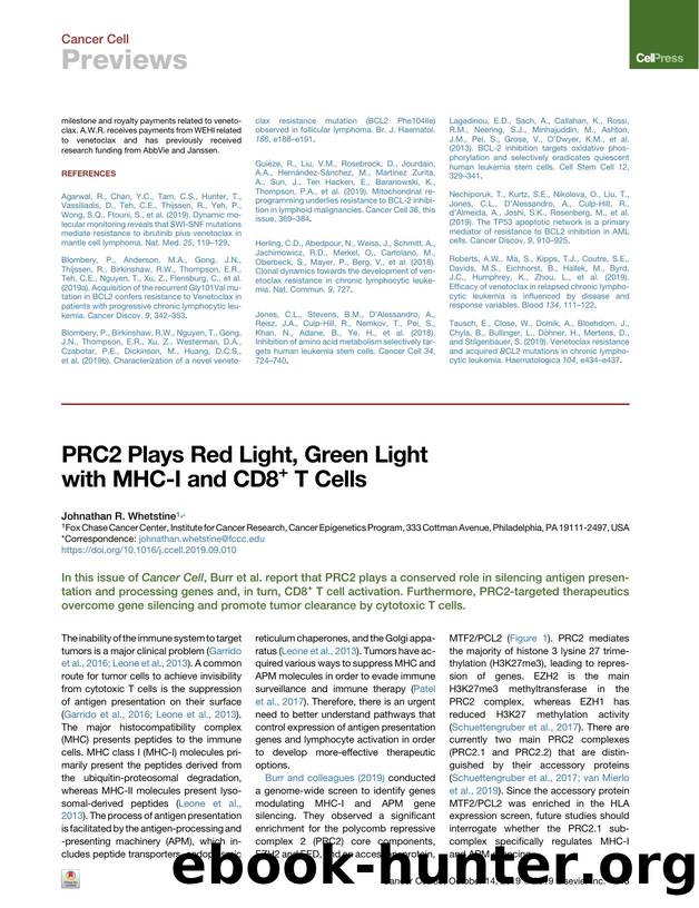 PRC2 Plays Red Light, Green Light with MHC-I and CD8&#x002B; T Cells by Johnathan R. Whetstine