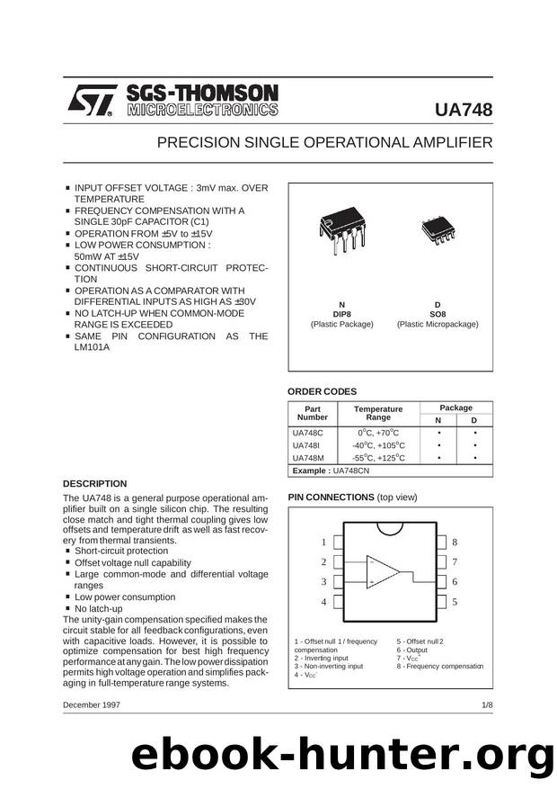 PRECISION SINGLE BIPOLAR OP-AMPS by STMicroelectronics