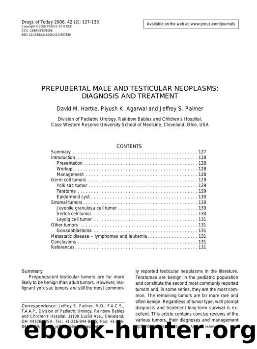 PREPUBERTAL MALE AND TESTICULAR NEOPLASMS: DIAGNOSIS AND TREATMENT by Prous Science (c) 2006