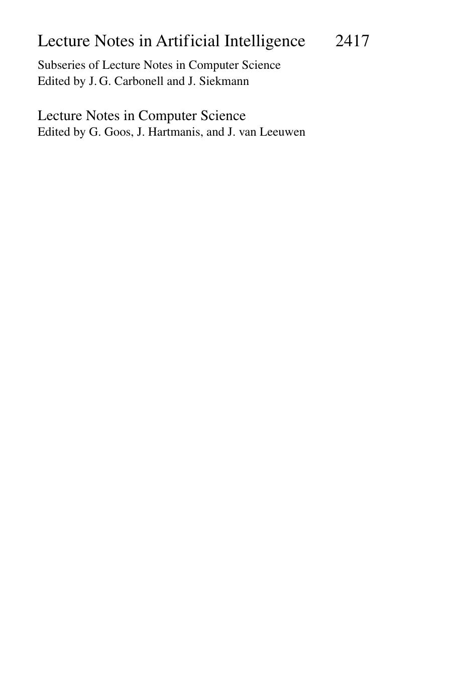 PRICAI 2002: Trends in Artificial Intelligence: 7th Pacific Rim International Conference on Artificial Intelligence Tokyo, Japan, August 18â22, 2002 Proceedings by Michael J. Pazzani (auth.)